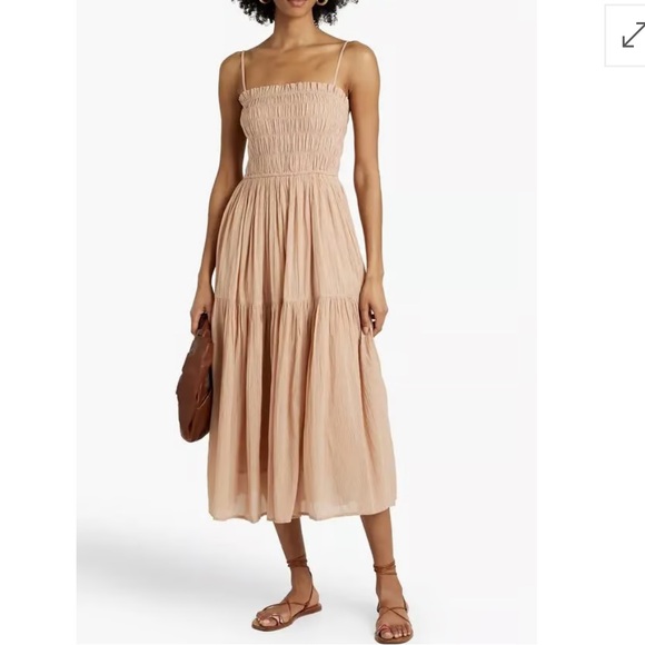 Joie Lesse Shirred Cotton-Gauze Midi Dress - Picture 9 of 10